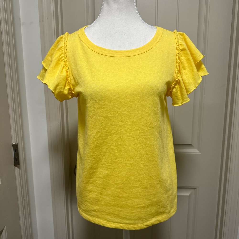 LOFT Sunny Yellow Flutter Sleeve Tee